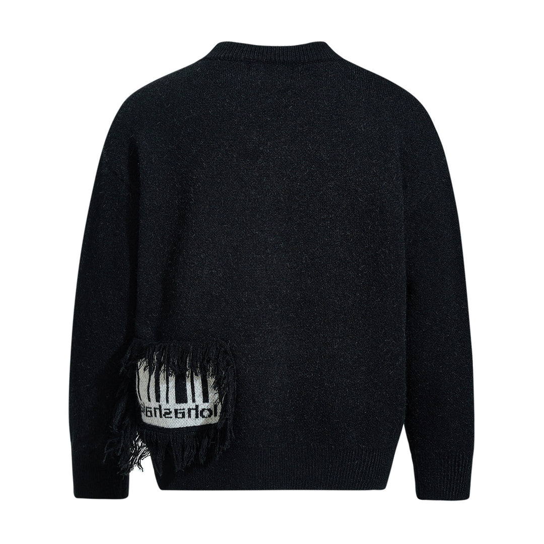 Herren Strickpullover mit Fransen-Applikation und Intarsien Echoarchiv