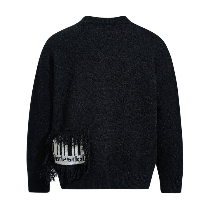 Herren Strickpullover mit Fransen-Applikation und Intarsien Echoarchiv
