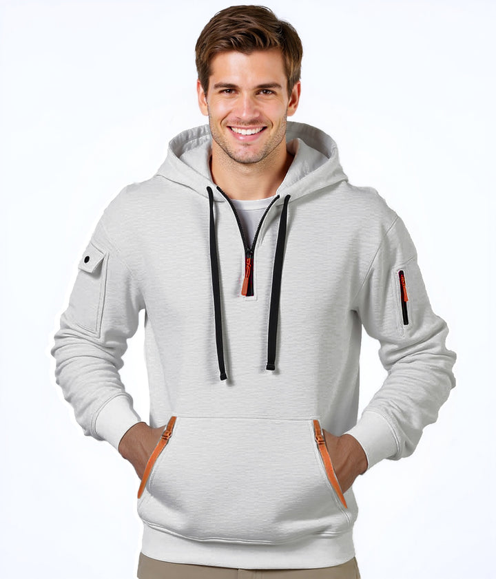 Herren modischer Kapuzenpullover mit innovativer Taschenlösung Echoarchiv