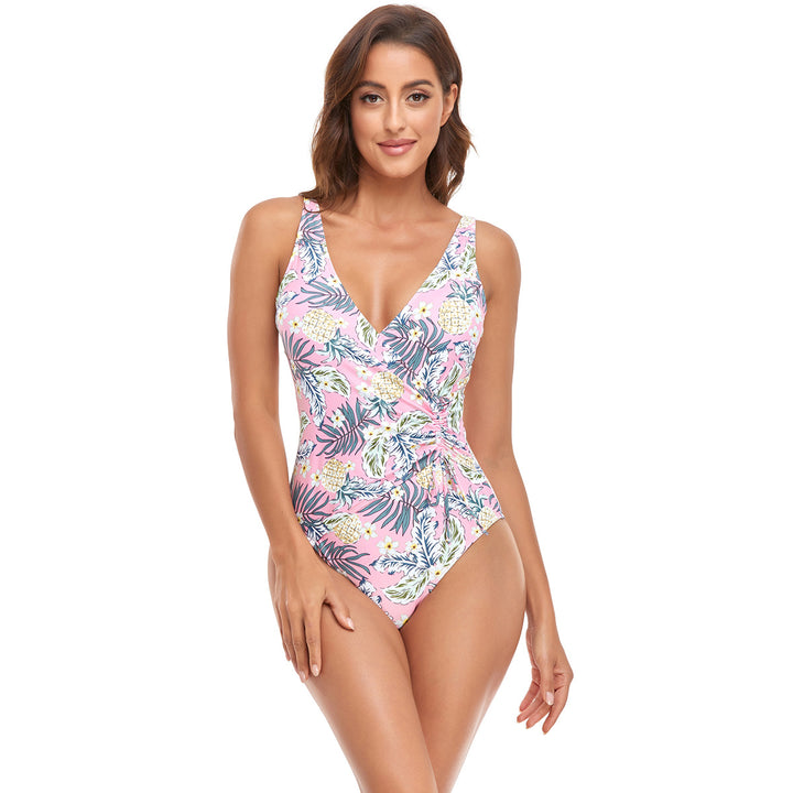 Damen Sportlicher Einteiler Badeanzug mit modernem Wickeldesign Echo Archiv