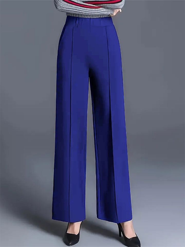 Damen Elegante hochtaillierte Palazzo-Hose mit Bügelfalte und weitem Bein Echoarchiv