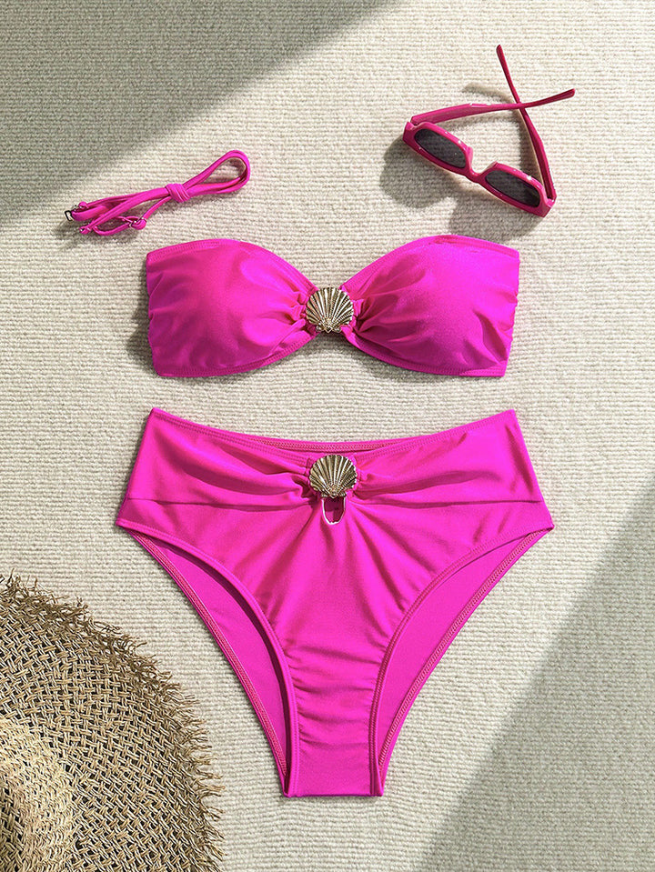 Damen Eleganter Bandeau-Bikini mit schimmernden Muschel-Details Echo Archiv