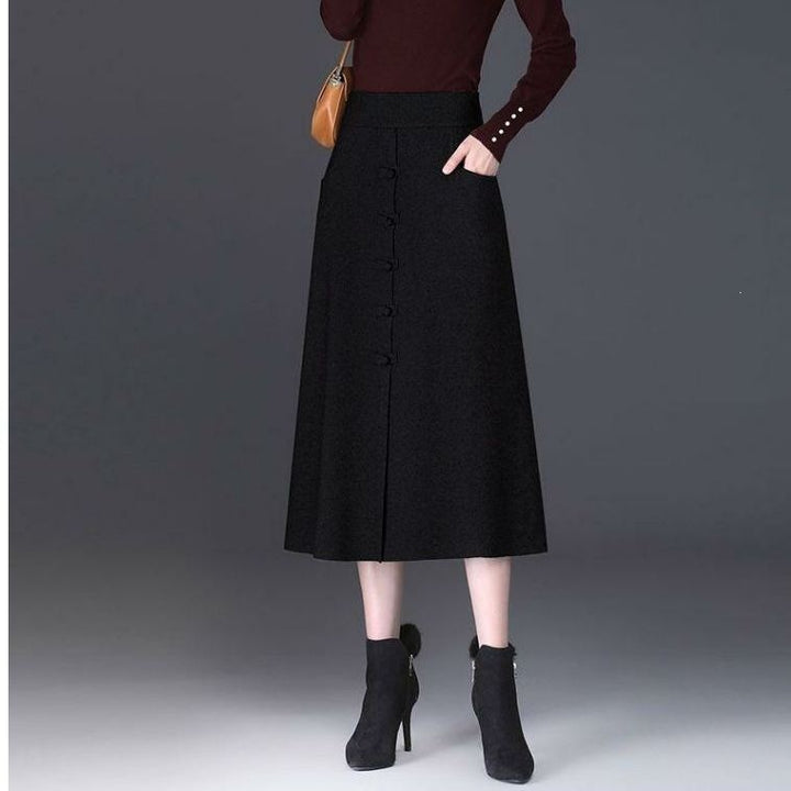 Damen Eleganter und schicker Midi-Rock mit Knopfdetails Echo Archiv