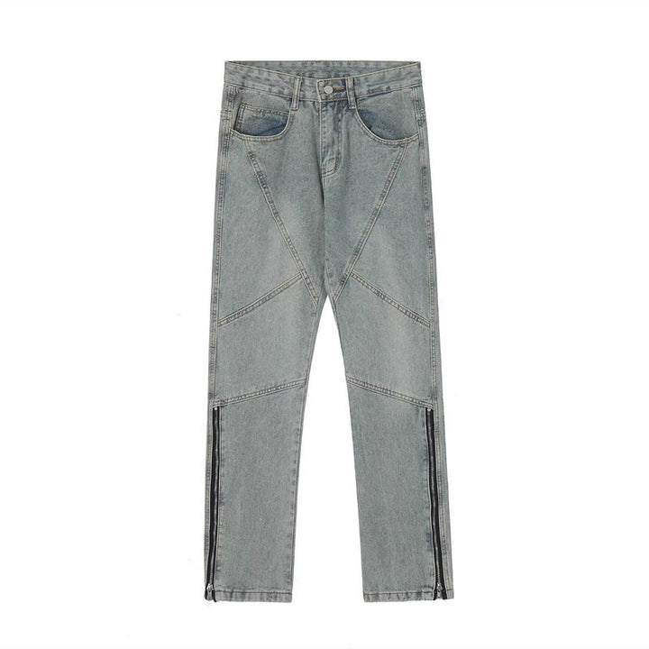 Herren Modische Denim Jeans mit kreativen Reißverschluss-Details Echoarchiv