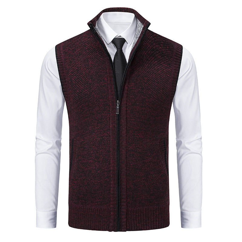 Herren nan elegante Strickweste mit Stehkragen und verdecktem Reißverschluss Echo Archiv