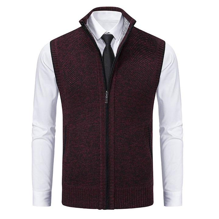 Herren nan elegante Strickweste mit Stehkragen und verdecktem Reißverschluss Echo Archiv