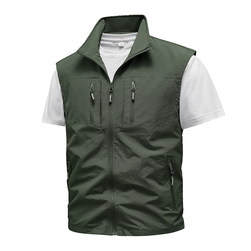 Herren nan funktionelle Zip-Weste mit Mehrfachreißverschlusstaschen und hohem Stehkragen Echo Archiv