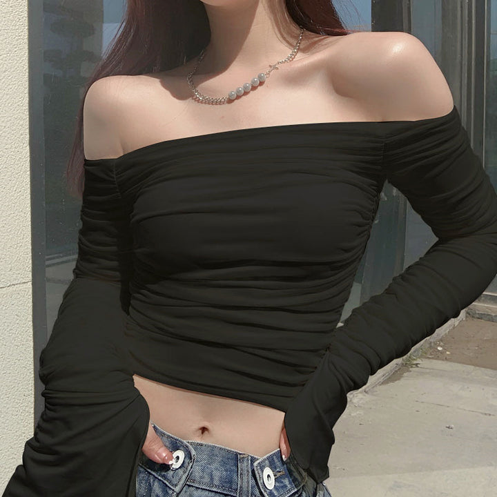 Damen Off-Shoulder Langarmoberteil mit Rüschen Echo Archiv