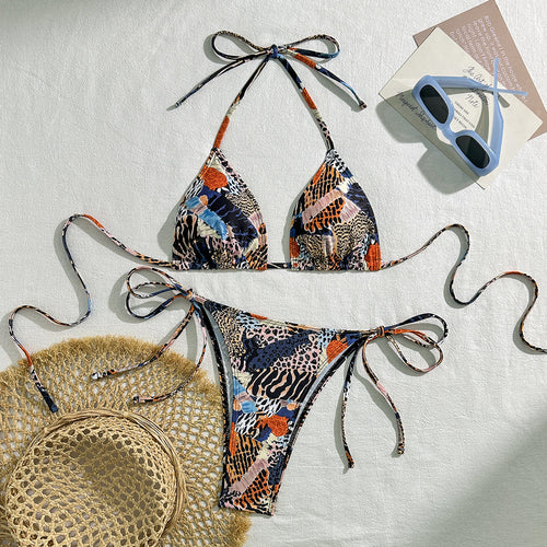 Damen Triangel-Bikini mit modischem Tiermuster Echo Archiv