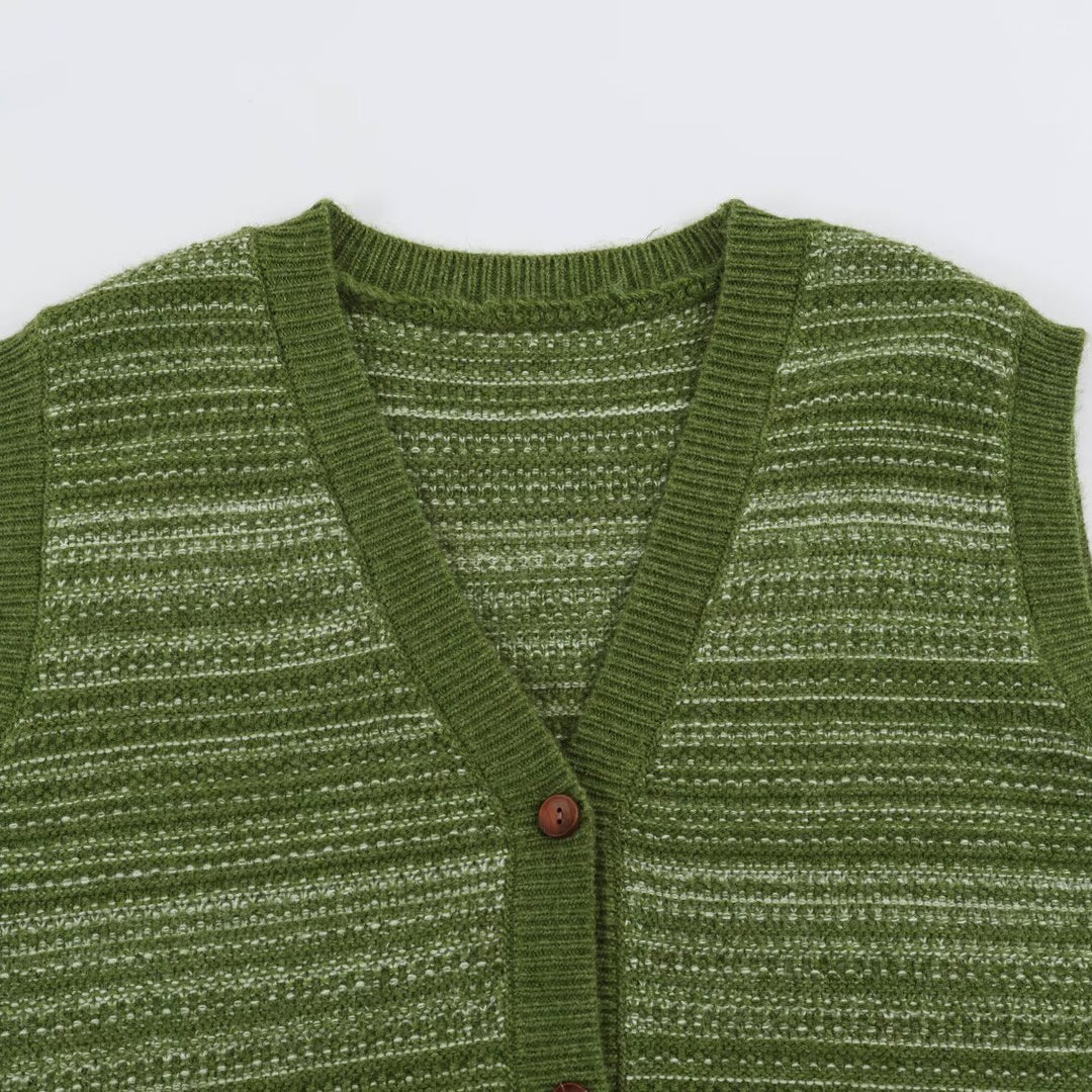 Herren Gestrickte Weste mit V-Ausschnitt, Knopfleiste und feinem Strukturstrick Echoarchiv
