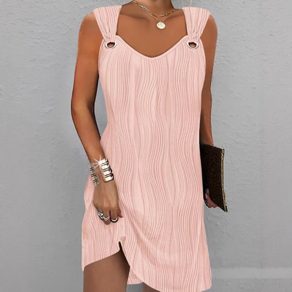 Damen nan figurumspielendes Jerseykleid mit Wellenstruktur Ringträgern und seitlichem Schlitz Echo Archiv
