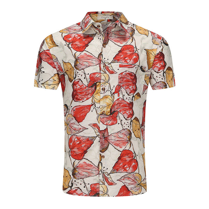 Herren Kurzarm-Hemd mit floralem Design und modischen Details Echoarchiv