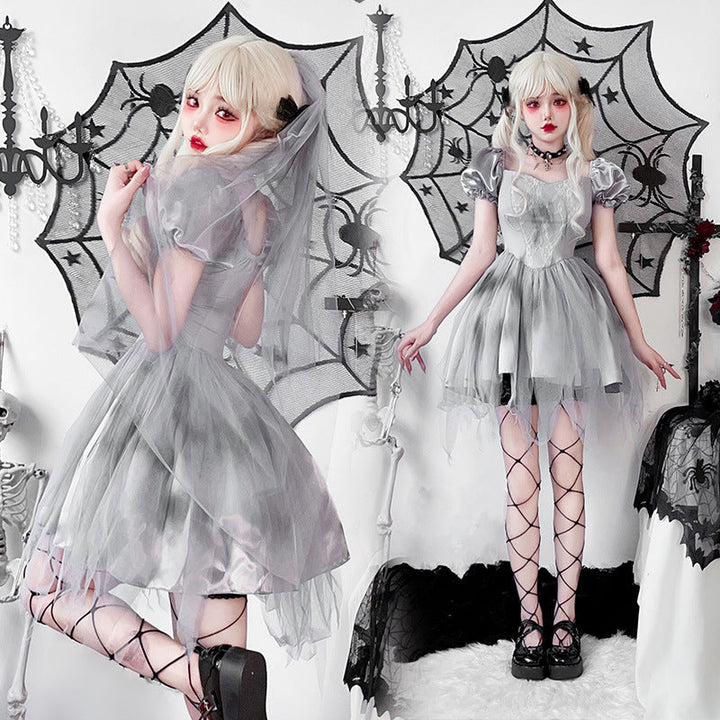 Damen Gothic Brautkleid mit Tüll- und Spitzenverzierungen Echo Archiv