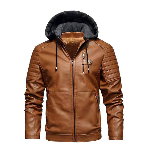 Herren Lederjacke mit abnehmbarer Kapuze Echo Archiv