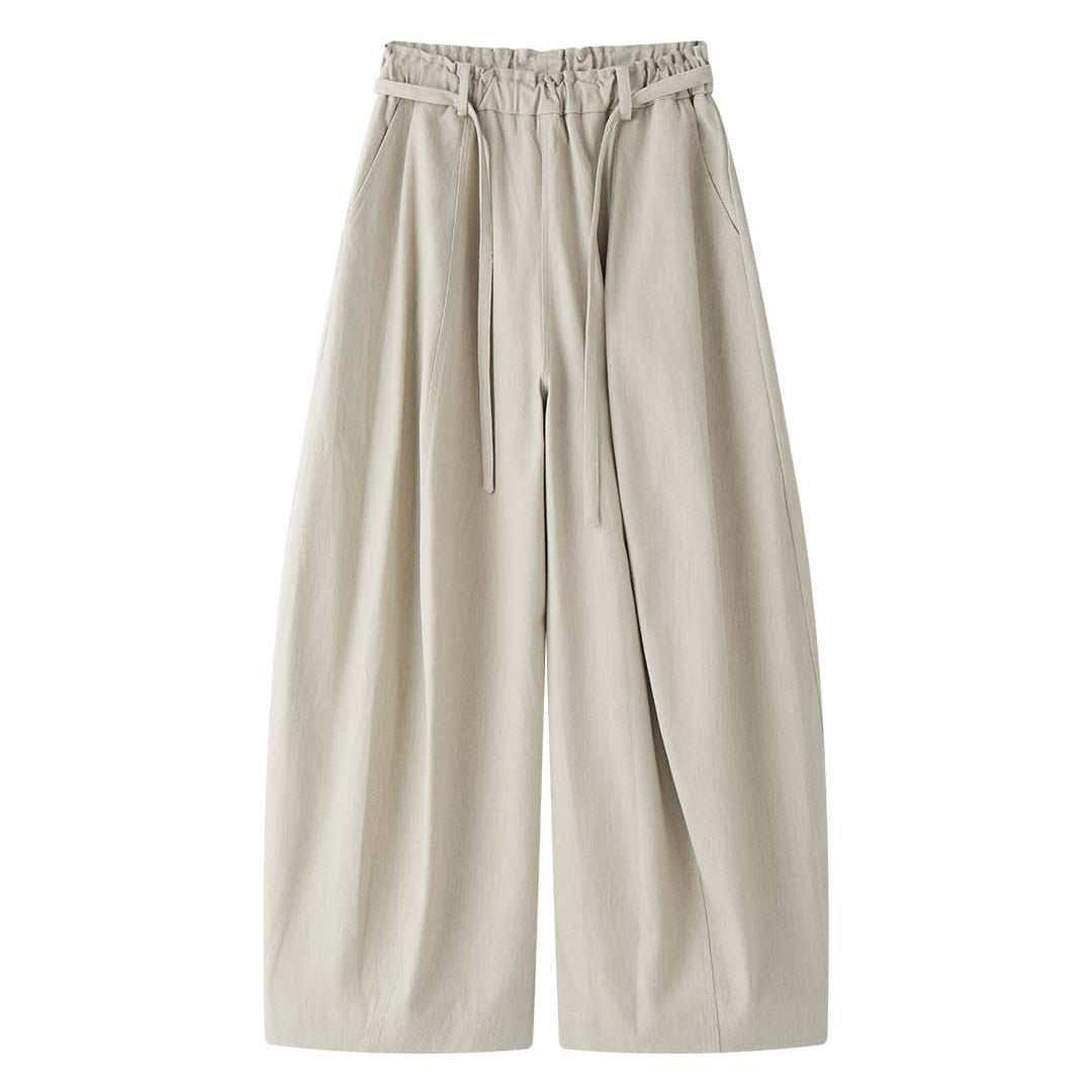 Damen Weite High‑Waist Twill-Ballonhose mit Tunnelzug und Plissee-Falten Echoarchiv