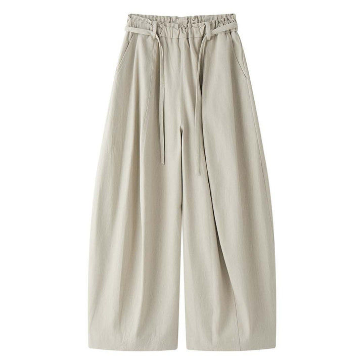 Damen Weite High‑Waist Twill-Ballonhose mit Tunnelzug und Plissee-Falten Echoarchiv