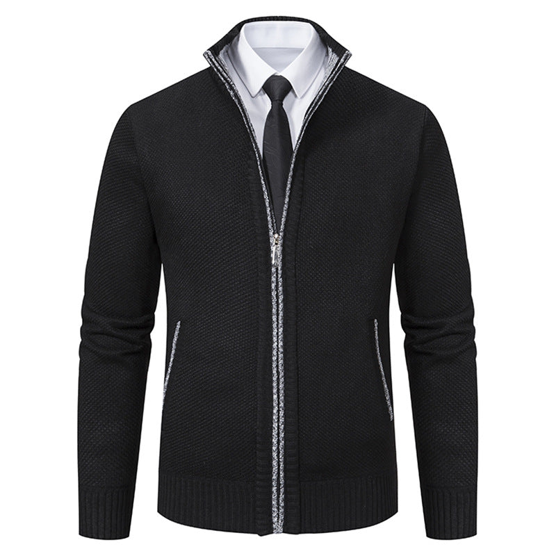Herren elegante Strickjacke mit hohem Kragen und praktischem Reißverschluss Echoarchiv