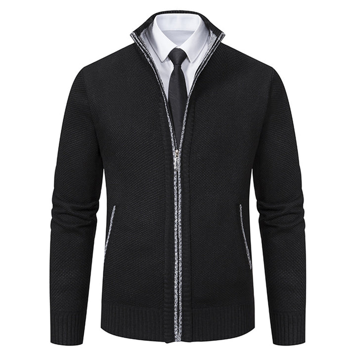 Herren elegante Strickjacke mit hohem Kragen und praktischem Reißverschluss Echoarchiv