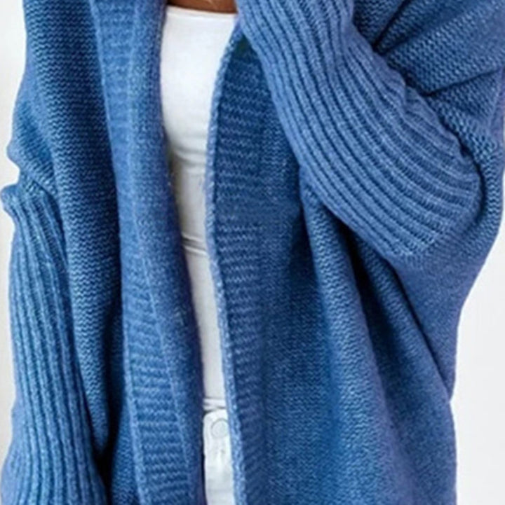 Damen Longline Kapuzen-Strickcardigan mit offener Front – Veloura
