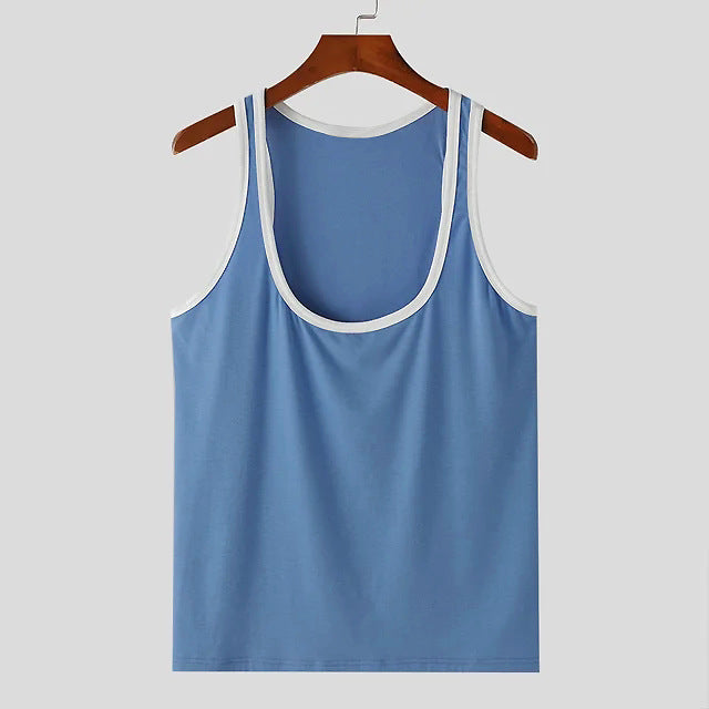 Herren nan sportliches ärmelloses Muskelshirt mit Kontrastbesatz Echo Archiv