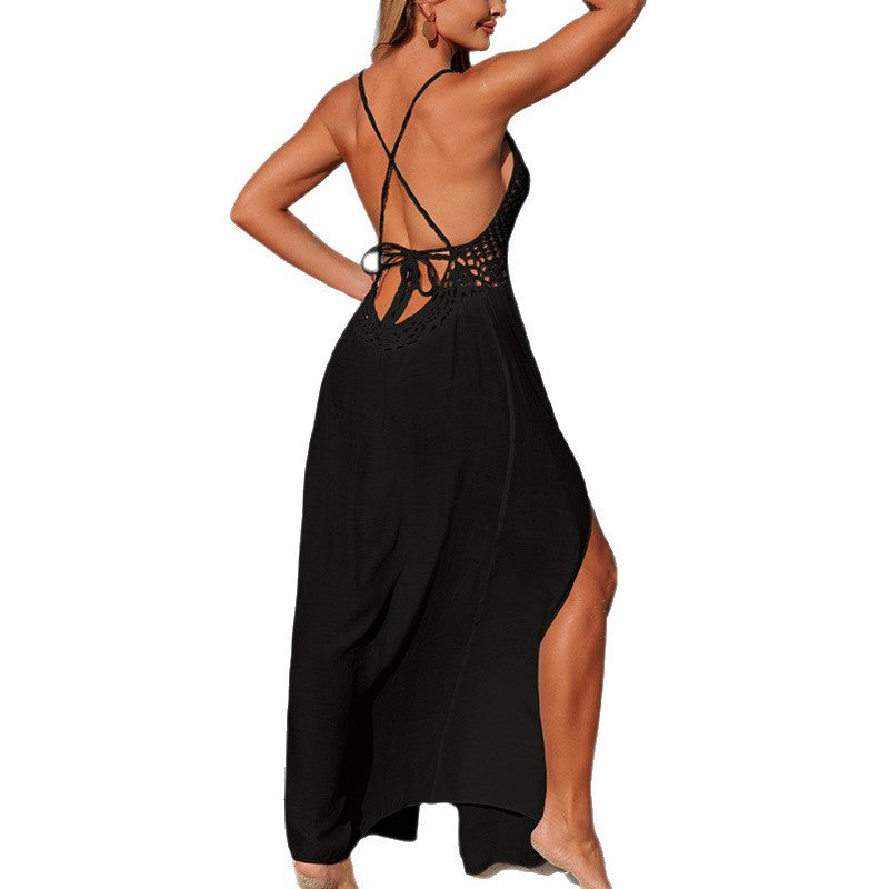 Damen Maxikleid mit filigranem Häkelmuster und hohem Schlitz Echo Archiv