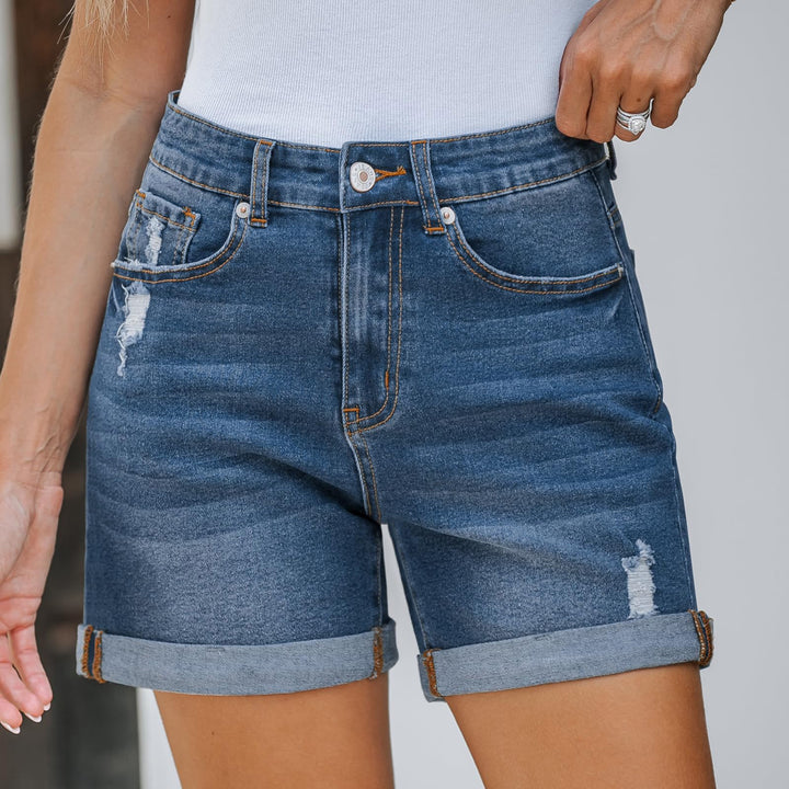 Damen Denim-Shorts im lässigen Stil mit modischen Rissdetails Echo Archiv