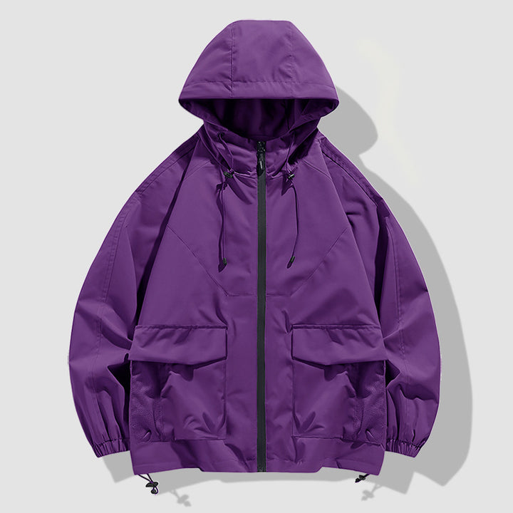 Herren Oversize Kapuzen-Windbreaker mit Multi‑Taschen, Mesh‑Einsätzen und Kordelzug Echo Archiv