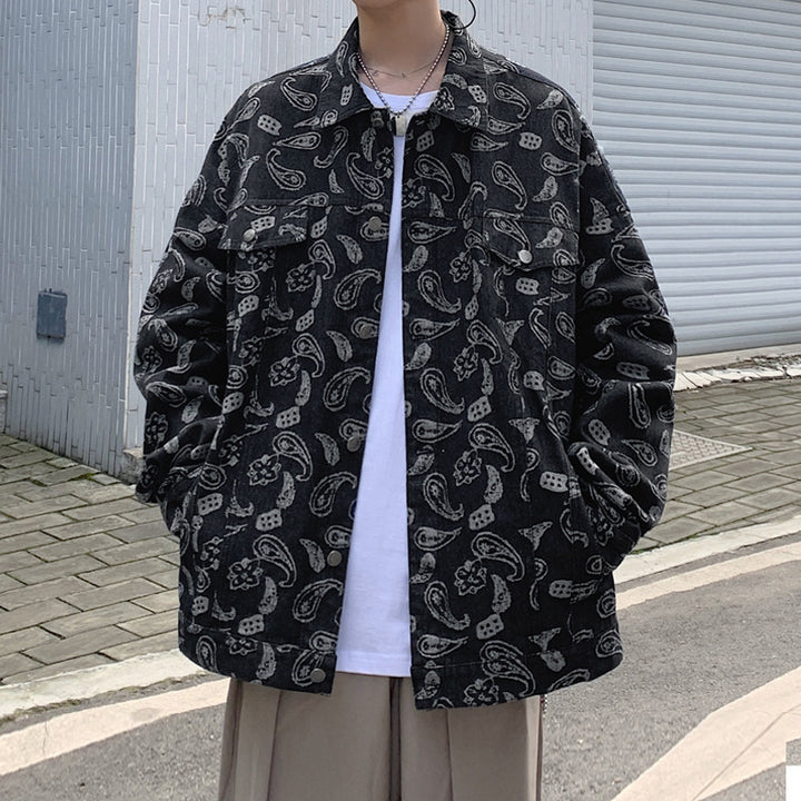Herren Lässige Overshirt-Jacke mit kreativen Mustern Echoarchiv