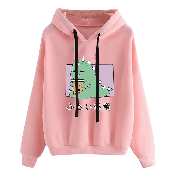 Damen kurz geschnittener Cropped-Kapuzenpullover mit niedlicher Frosch-Illustration und verstellbarer Kapuze – Auréline