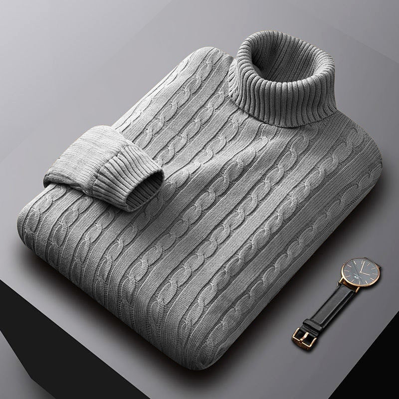 Herren nan grob gestrickter Rollkragenpullover mit Zopfmuster und wärmender Strickstruktur Echo Archiv