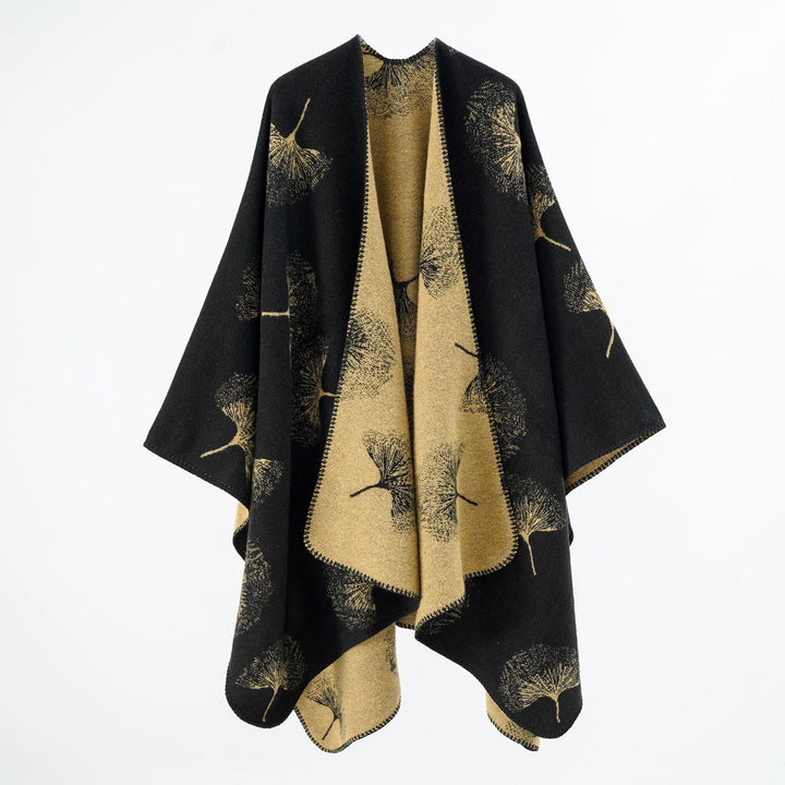 Damen Oversize‑Wickelcape aus jacquardgestricktem Wollmix mit Pusteblumenmuster Echo Archiv