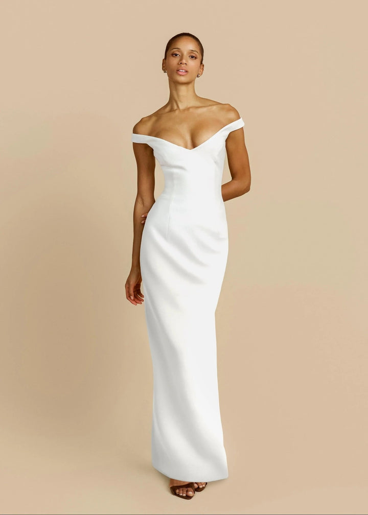 Damen Schlichtes Off-Shoulder-Maxikleid Echo Archiv