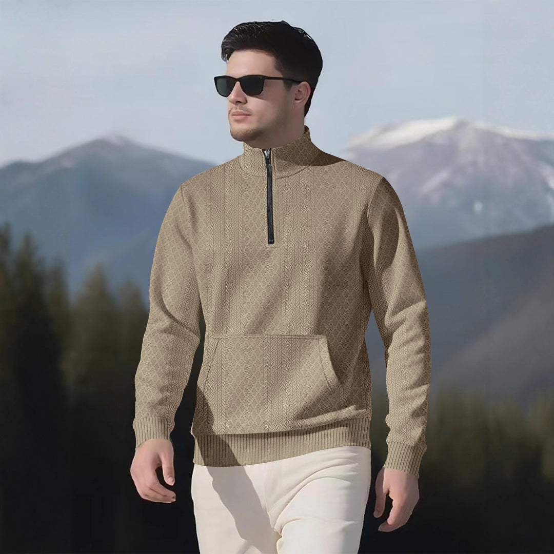 Herren modischer Fleece-Pullover mit hohem Kragen und Reißverschluss Echoarchiv