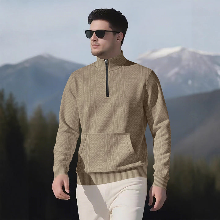 Herren modischer Fleece-Pullover mit hohem Kragen und Reißverschluss Echoarchiv
