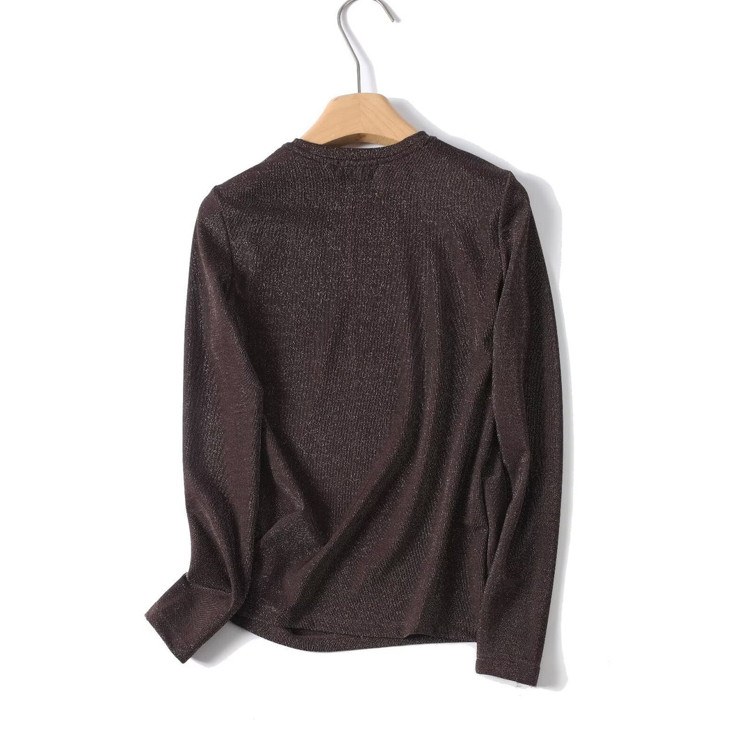 Damen Lurex-Feinstrick Longsleeve mit Rundhalsausschnitt und dezent schimmernder Oberfläche Echo Archiv