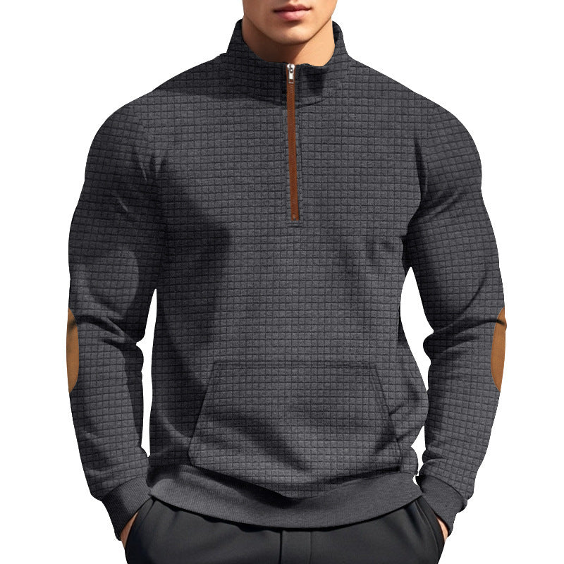 Herren sportlicher Pullover mit halbem Reißverschluss und strukturierter Oberfläche Echoarchiv