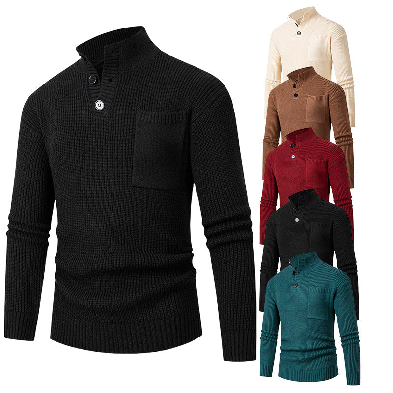 Herren Hochwertiger Pullover mit Modalmuster und Brusttasche Echoarchiv