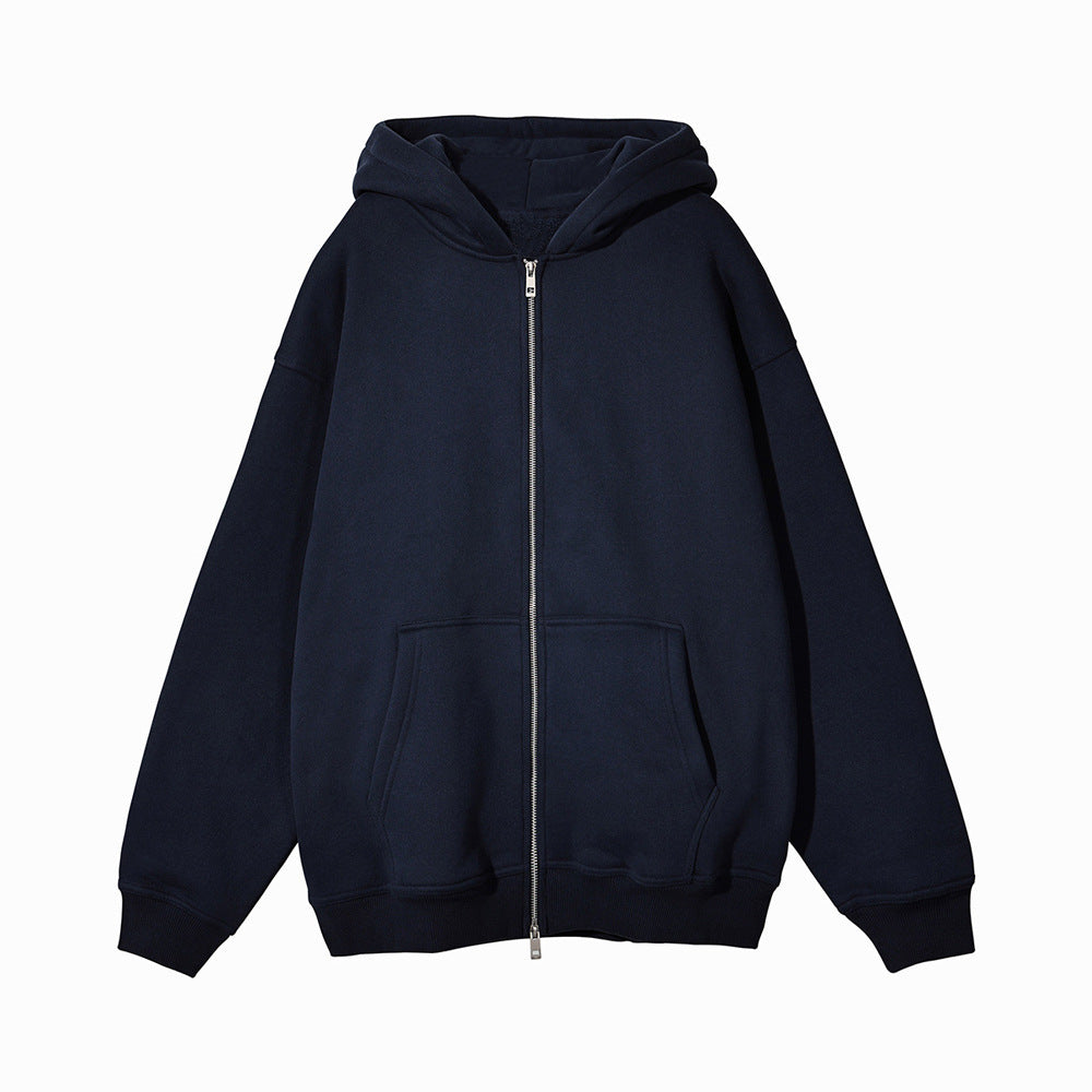 Unisex nan lässige Kapuzenjacke mit robustem Metall-Reißverschluss doppellagiger Kapuze und tiefen Känguru-Eingrifftaschen Echo Archiv
