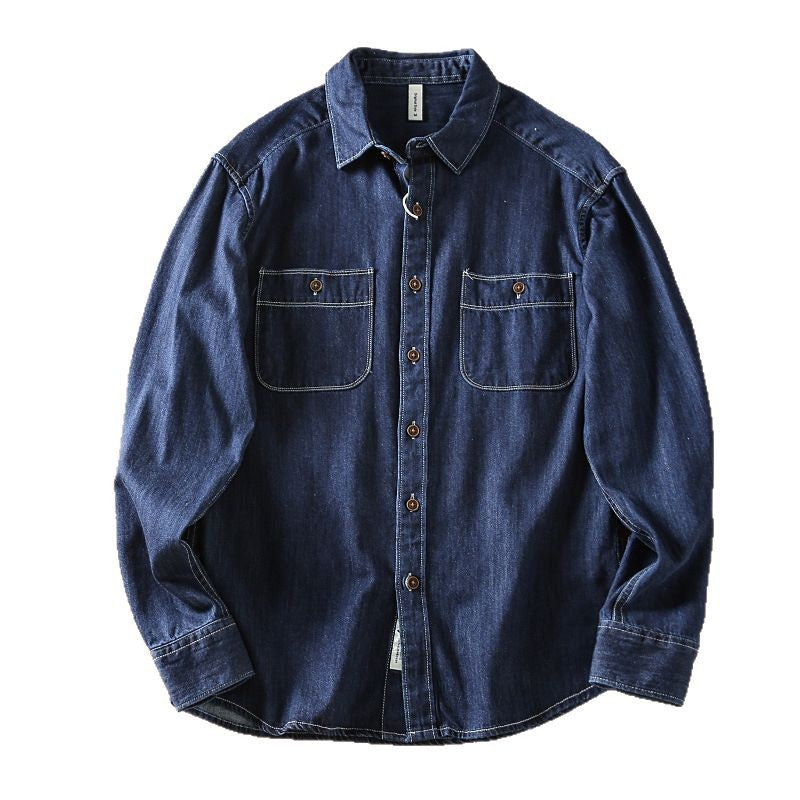Herren Klassisches Denim-Hemd mit Brusttaschen Echo Archiv