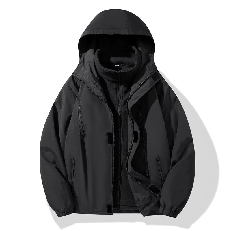 Herren Zweiteilige Hybrid-Kapuzenjacke mit integrierter Fleece-Innenlage und verdeckten Reißverschlüssen Echo Archiv