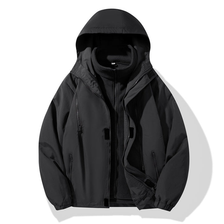 Herren Zweiteilige Hybrid-Kapuzenjacke mit integrierter Fleece-Innenlage und verdeckten Reißverschlüssen Echo Archiv