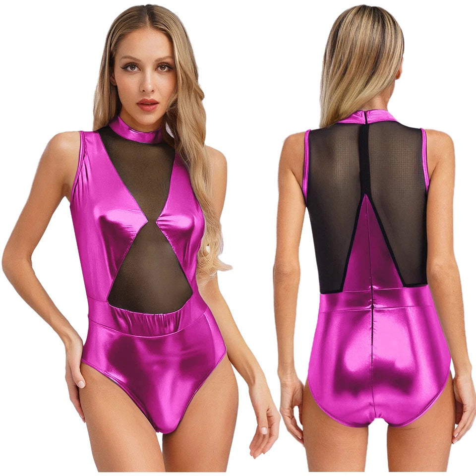 Damen Einteiler Badeanzug mit transparenten Einsätzen und schimmerndem Design Echo Archiv