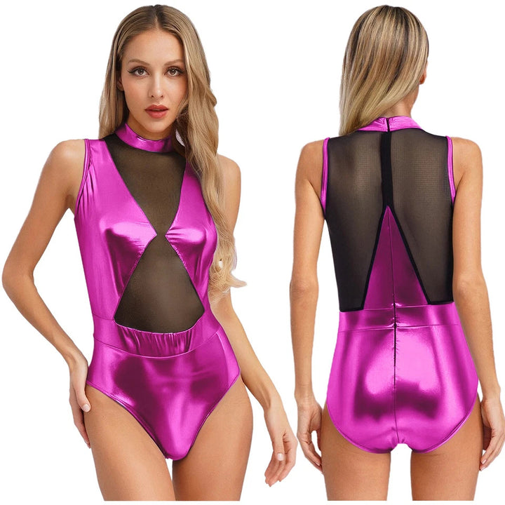 Damen Einteiler Badeanzug mit transparenten Einsätzen und schimmerndem Design Echo Archiv