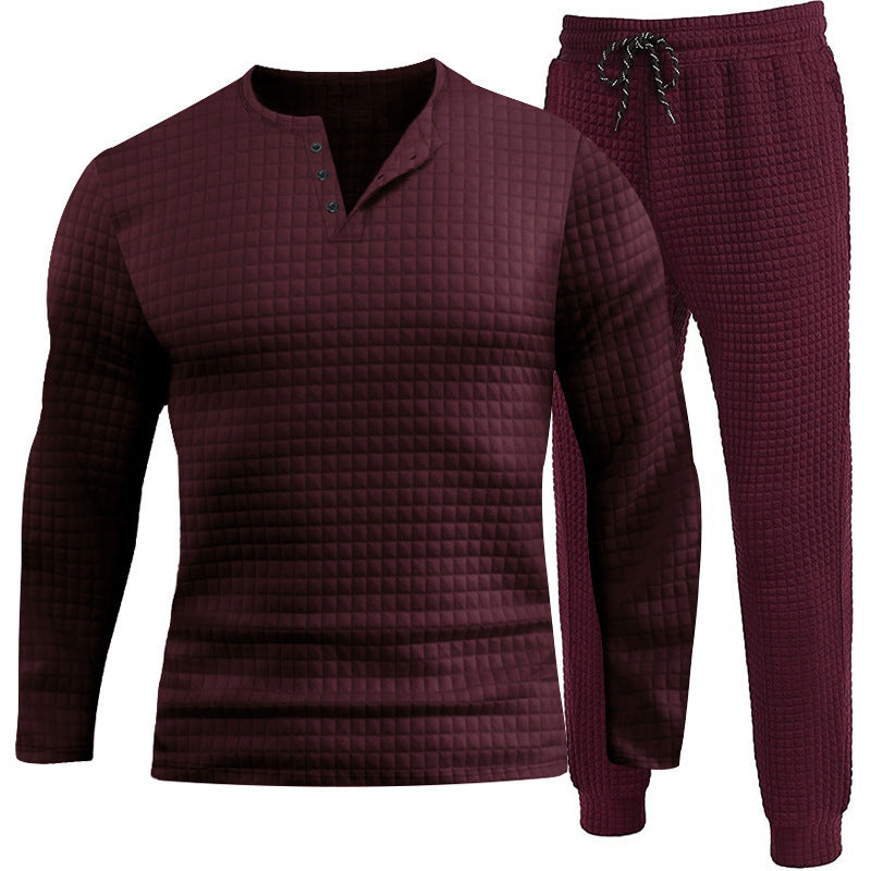 Herren Dreiteiliges Set mit strukturiertem Langarmshirt und Jogginghose Echoarchiv