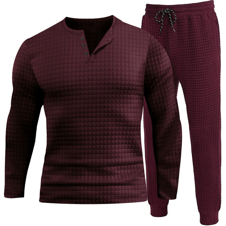 Herren Dreiteiliges Set mit strukturiertem Langarmshirt und Jogginghose Echoarchiv