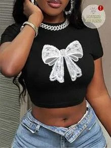 Damen Crop-Top mit künstlerischem Statement-Druck Echo Archiv