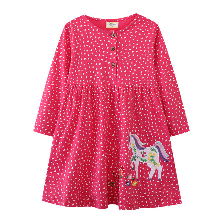 Mädchen Langarmkleid mit verspieltem Einhorn-Motiv Echo Archiv