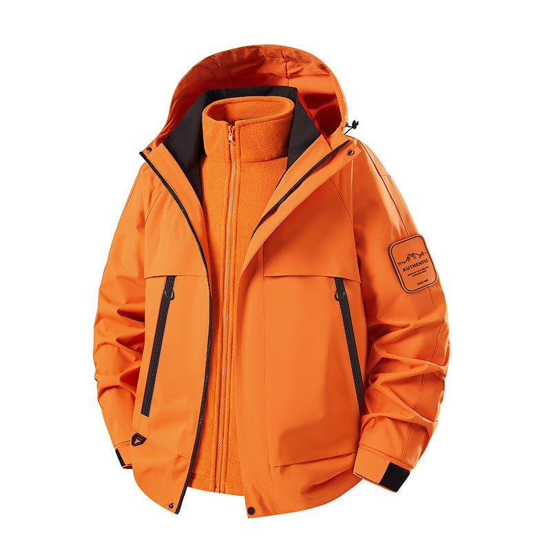Herren dreiteilige wasserdichte Outdoor-Jacke mit abnehmbarer Kapuze und Fleece-Innenjacke Echoarchiv
