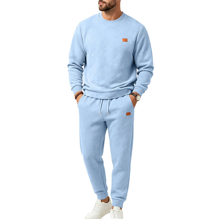 Herren Gemustertes Komfort-Sweatset mit Rundhals-Sweatshirt und Kordel-Jogginghose Echoarchiv