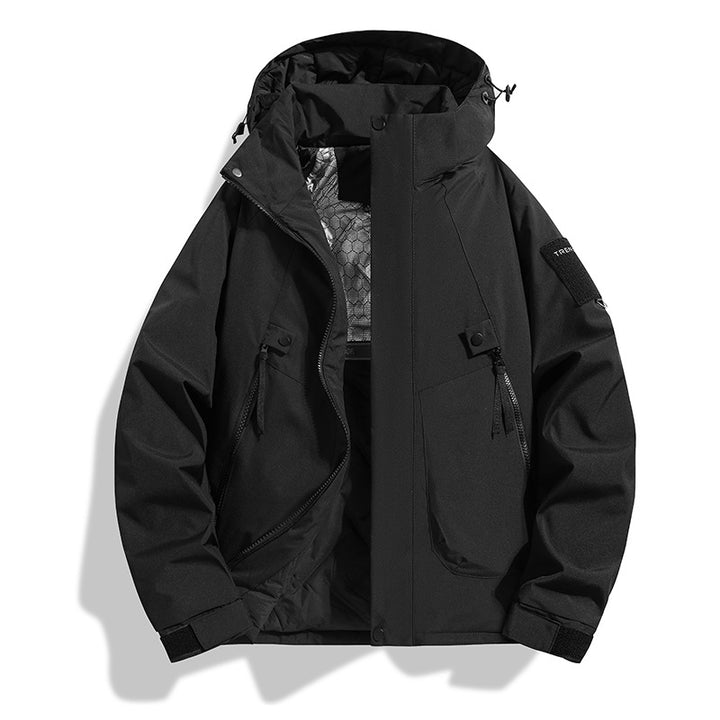 Herren Isolierte Kapuzen-Fieldjacke mit gesteppter Thermofütterung, winddichter Hülle & Utility-Taschen Echoarchiv